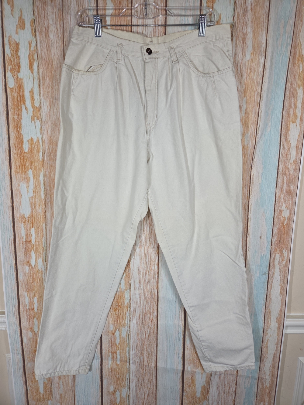 PS Gitano Vintage Cream Ivory Pants Women’s Relaxed Straight Leg 90s Y2K. Sz 32
